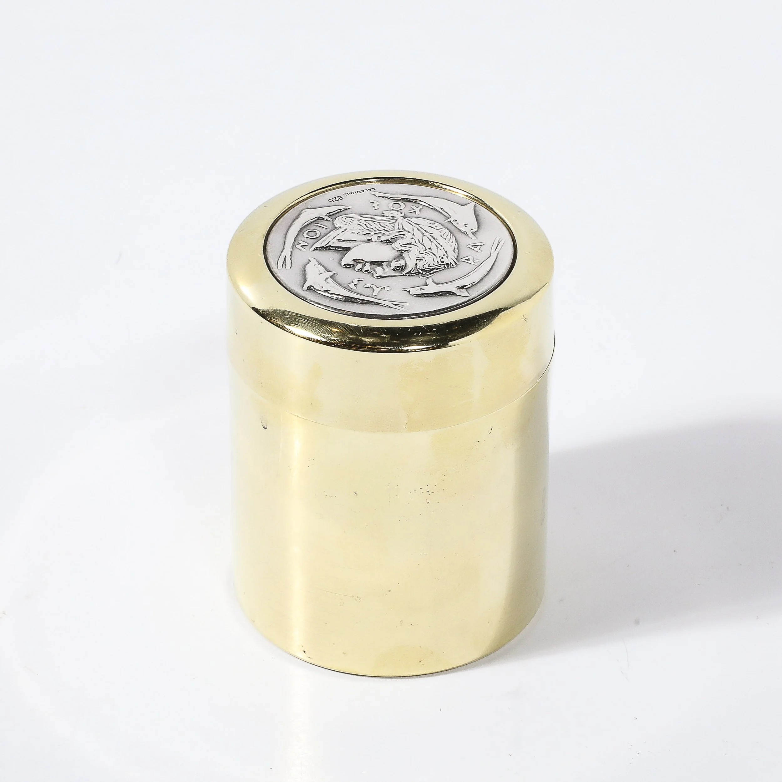 Mid-Century Sterling Silver & Polished Brass Box of Apollo